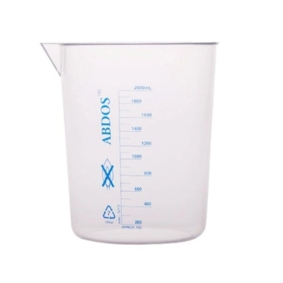 Foxx Life Sciences Abdos Printed Beakers without Handle, TPX Polymethyl (PMP) 2000ml, 4/CS P50706