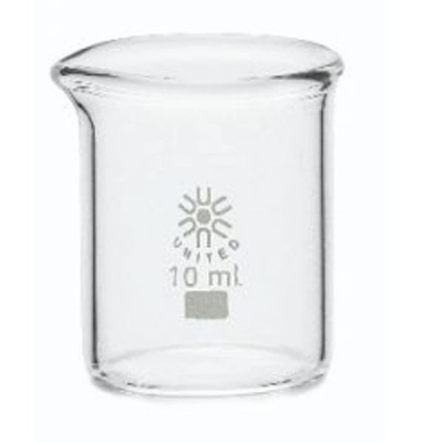 United Scientific 10 ml Beakers, Low Form, Borosilicate Glass BG1000-10