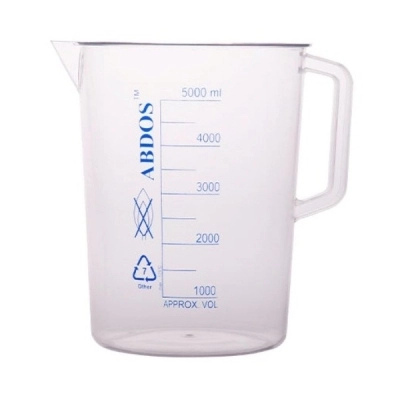 Foxx Life Sciences Abdos Printed Beaker With Handle TPX Polymethyl Pentene (PMP) 5000ml, 2/CS P50907