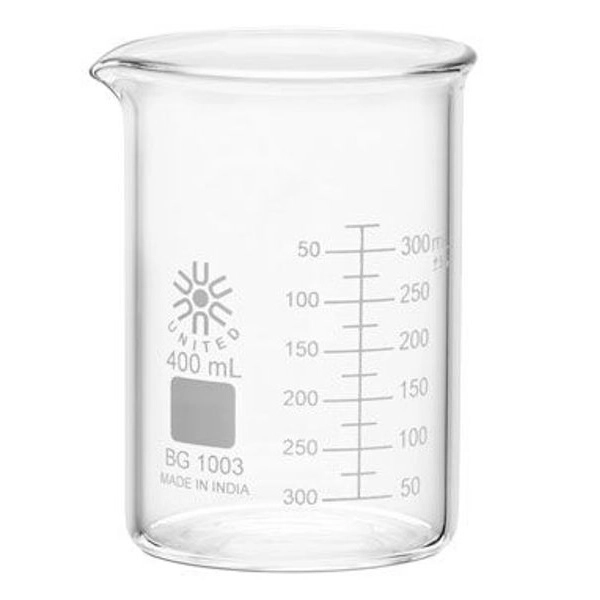 United Scientific 400 ml Beakers, Low Form, Heavy Duty BG1003-400-CASE