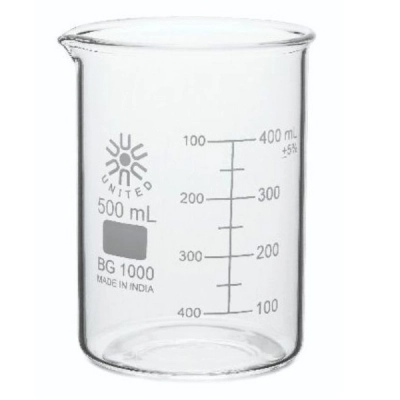 United Scientific 500 ml Beakers, Low Form, Borosilicate Glass BG1000-500