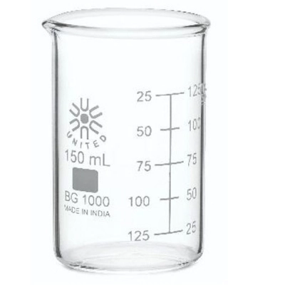 United Scientific 150 ml Beakers, Low Form, Borosilicate Glass BG1000-150-CASE