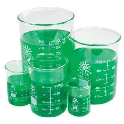 United Scientific Glass Beaker Set of 5, Borosilicate Glass BGSET5