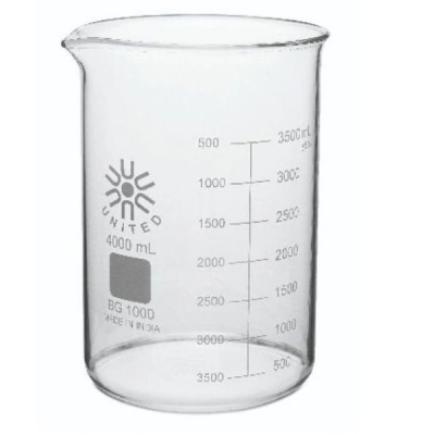 United Scientific 4000 ml Beakers, Low Form, Borosilicate Glass BG1000-4000-CASE