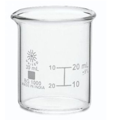 United Scientific 30 ml Beakers, Low Form, Borosilicate Glass BG1000-30
