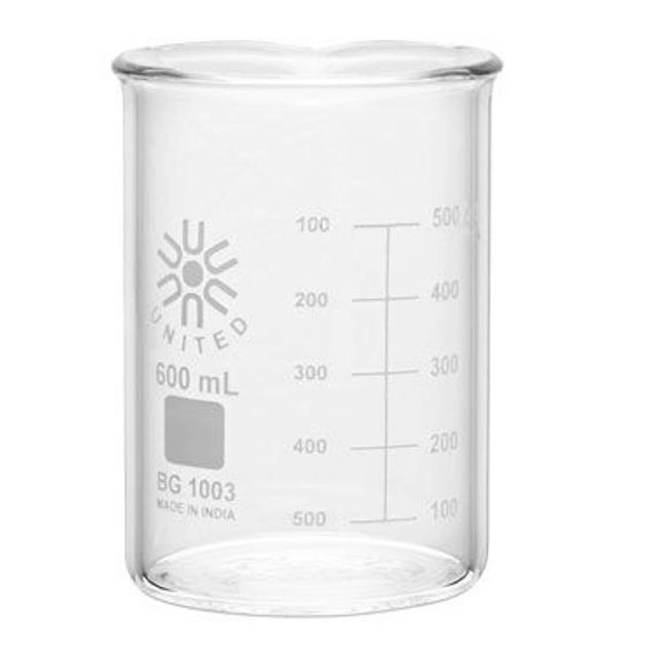 United Scientific 600 ml Beakers, Low Form, Heavy Duty BG1003-600