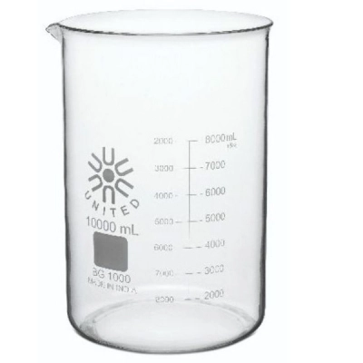 United Scientific 10000 ml Beakers, Low Form, Borosilicate Glass BG1000-10000