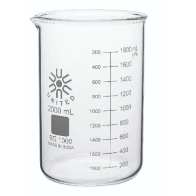 United Scientific 2000 ml Beakers, Low Form, Borosilicate Glass BG1000-2000