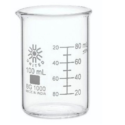 United Scientific 100 ml Beakers, Low Form, Borosilicate Glass BG1000-100