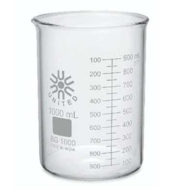 United Scientific 1000 ml Beakers, Low Form, Borosilicate Glass BG1000-1000