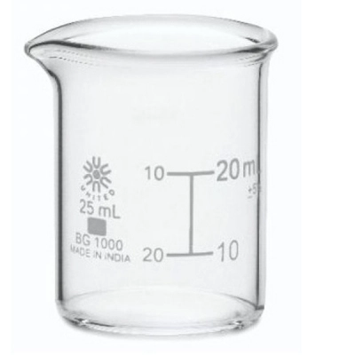 United Scientific 25 ml Beakers, Low Form, Borosilicate Glass BG1000-25