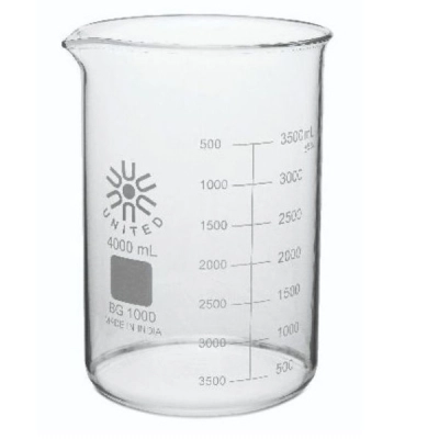 United Scientific 4000 ml Beakers, Low Form, Borosilicate Glass BG1000-4000