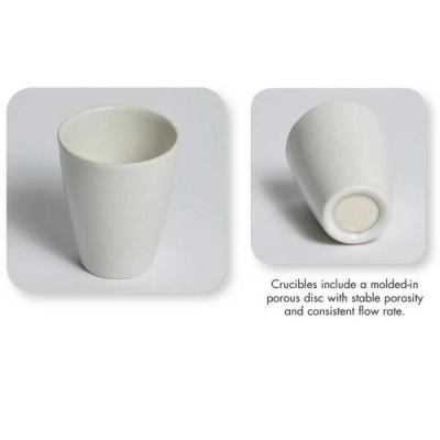 United Scientific 25  ml Crucibles, Porous Bottom, Porcelain, 5.0 Micron JCP25050