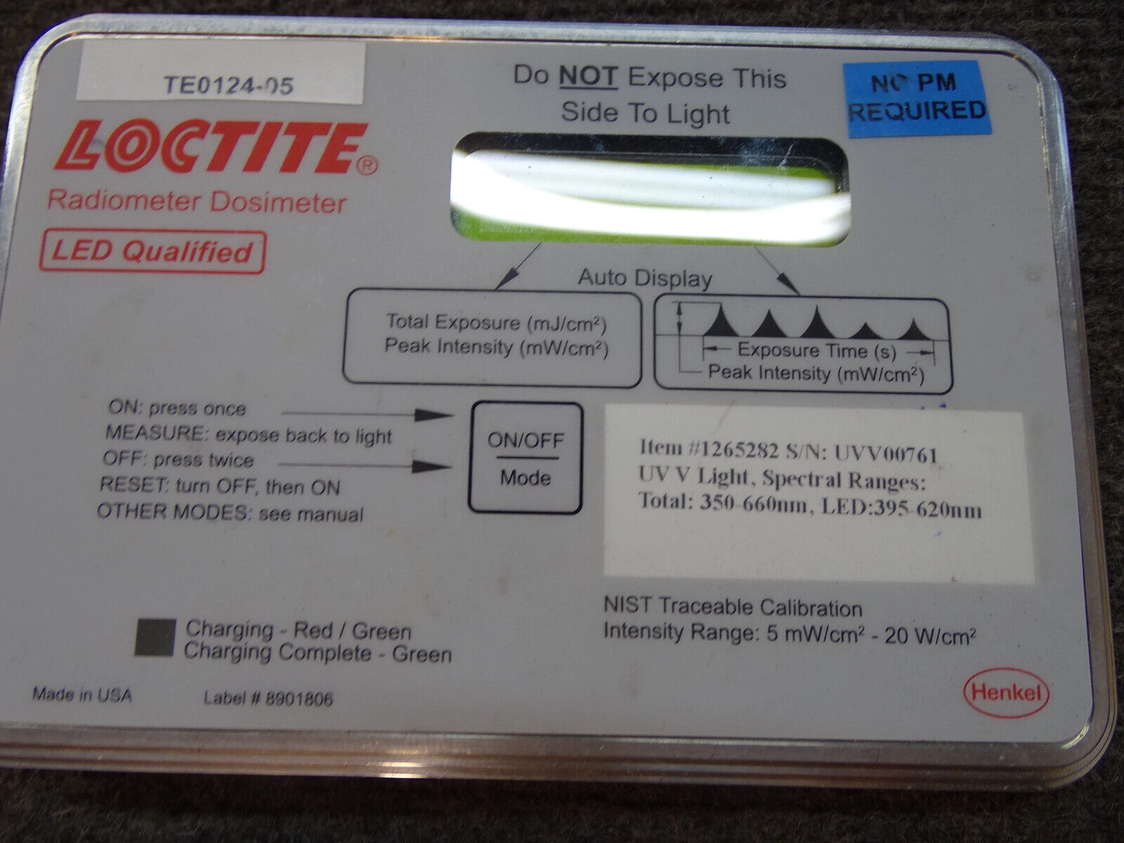 Pm20 Loctite Radiometer Lot of 4 Loctite 1265282 Radiometer Dosimeter, UNK | LabX.com