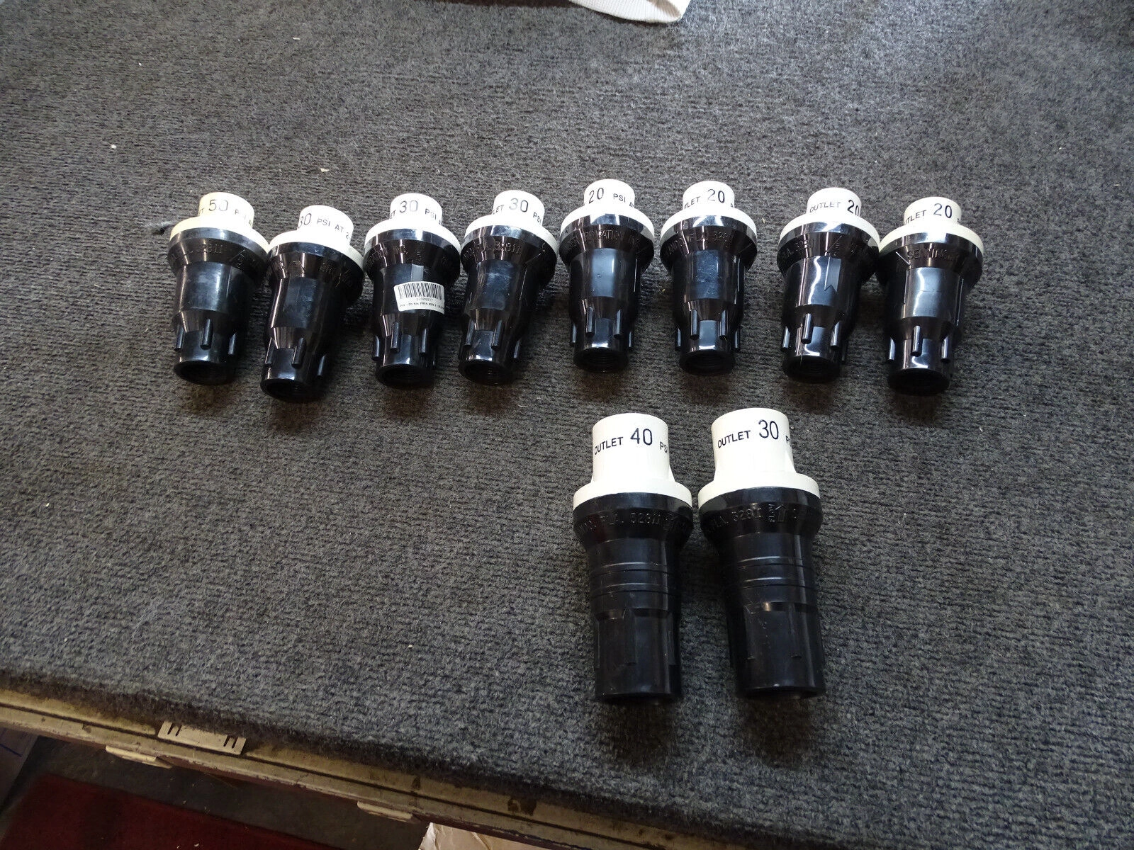 Lot of 10 Senninger 50 30 20 PSI - 2-20 GPM Pressu