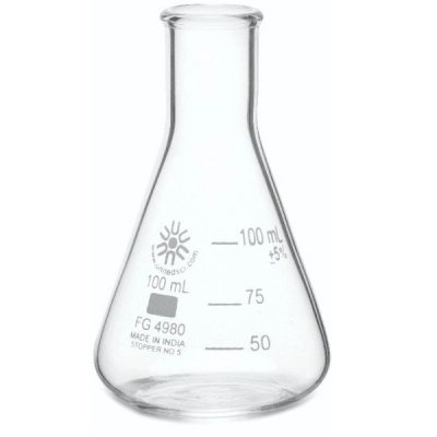 United Scientific 100 ml Erlenmeyer Flasks, Narrow Mouth, Borosilicate Glass FG4980-100-case