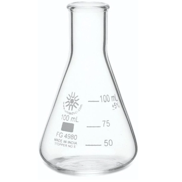 United Scientific 100 ml Erlenmeyer Flasks, Narrow Mouth, Borosilicate Glass FG4980-100