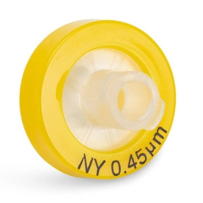 Globe Scientific Syringe Filter, Nylon Membrane, 0.45um Porosity, 13mm Yellow, Box/100 SF-NYLN-4513