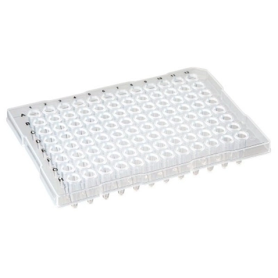 Globe Scientific 0.2mL 96-Well PCR Plate, Half Skirt (ABI-style), Flat top, Clear Box/10 PCR-HS-FL02