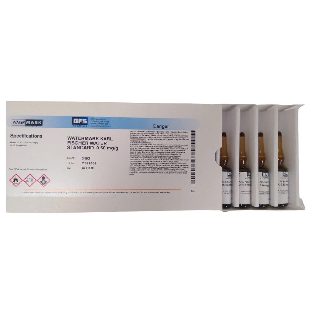 Water Standard, 0.50 mg/g, Watermark Karl Fischer Standard | GFS Chemicals