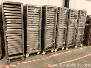 Lot of 10 Mobile All Stainless Steel Rack with 40 Polarware E-20122 Trays N/A Drying Oven