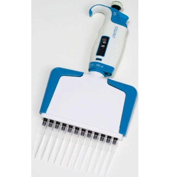 United Scientific 10 - 100ul Multichannel Fully Autoclavable Micropipettes, 12-Channel PMC12-100