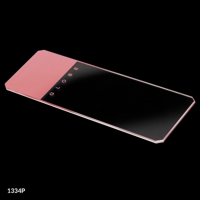 Globe Scientific Microscope Slides, Glass, 25 x 75mm, 45&deg; Beveled Edges Pink Frosted CS/1440 1334P