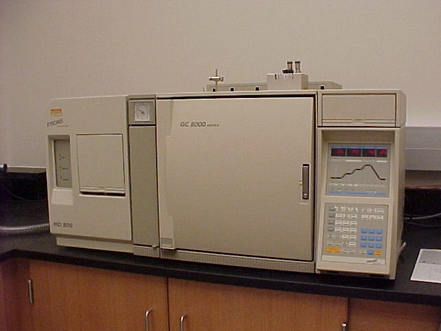 Fisons MD800 Thermo MD800 Mass Spectrometer turbo pumped. GC8000 Gas Chromatograph. AS800 Auto sampler. Data system with Exca