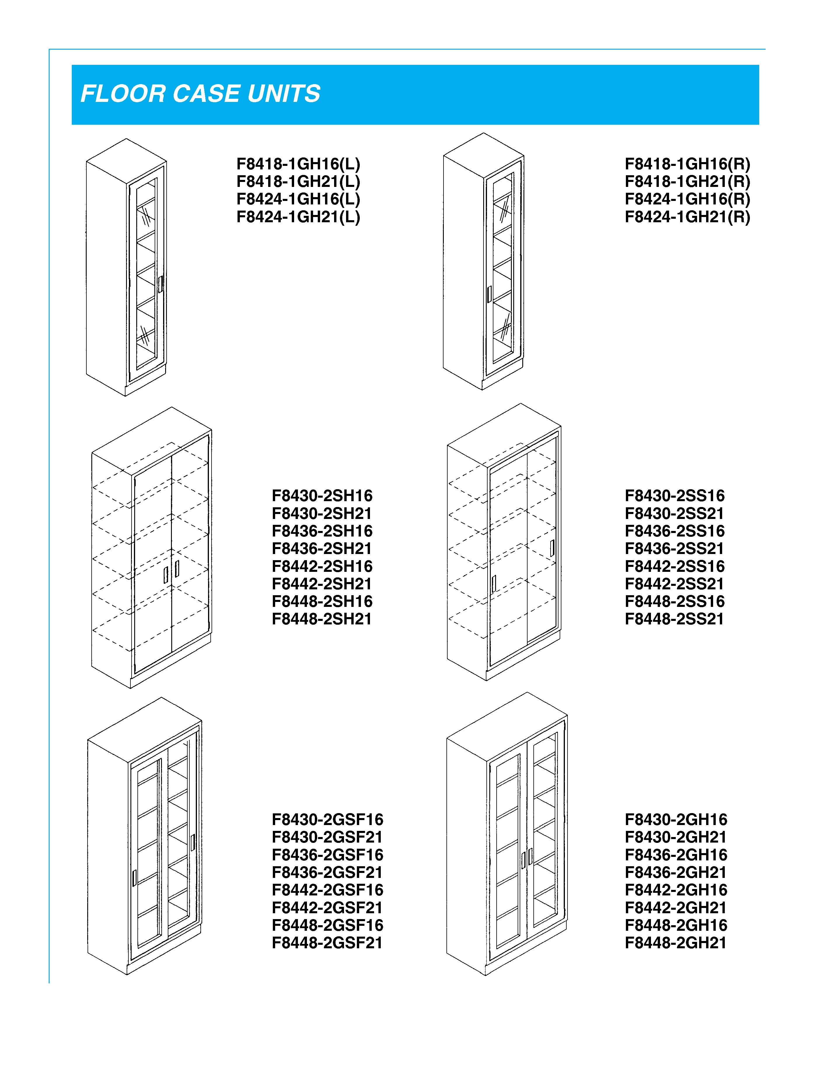 Floor Case Units Floor Glassware Cabinets with Doors or without doors