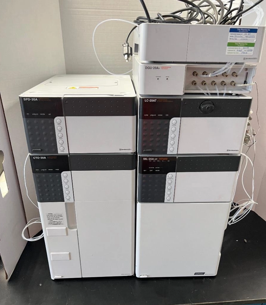 SHIMADZU 20 Series HPLC SYSTEM Shimadzu SPD-20A UV-VIS  Shimadzu CTO-20-A  Shimadzu LC-20AT PUMP with Proportioning Valves  Shimadzu SIL-20A HT  Shimadzu EGU-20A