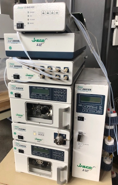 Jasco X-LC Liquid Chromatography System used very nice components Jasco 3185PU Jasco 3180MX Jasco 3080DG Jasco 3067CO Jasco L