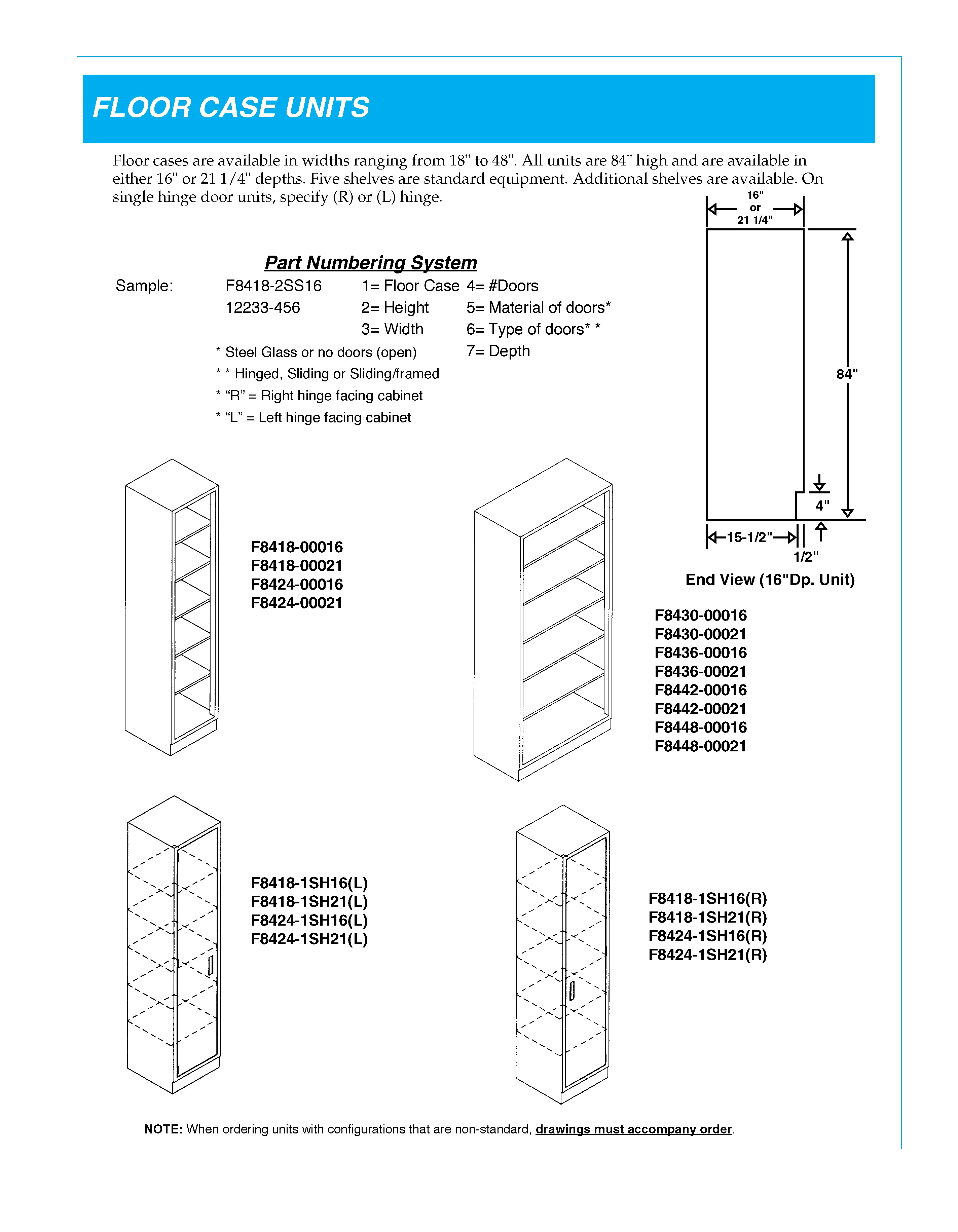 Floor Case Units Floor Glassware Cabinets with Doors or without doors