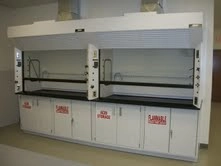 Fume Hoods Discounted Ducted Outside Fume Hoods with base cabinets and tops never used