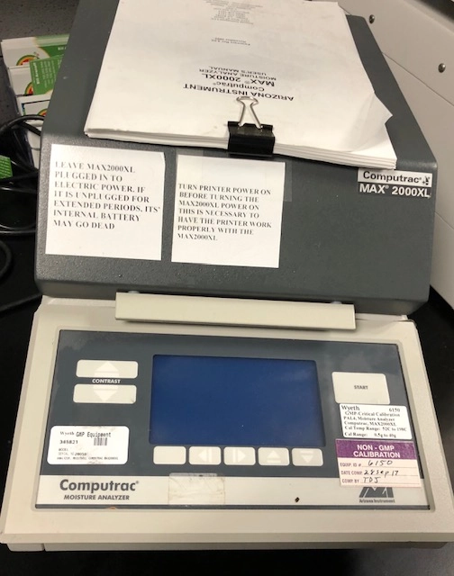 Arizona Instruments Computrac MAX2000XL Moisture  Solids Analyzer Arizona Instrument MAX2000XL Arizona Computrac used system