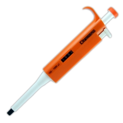 Globe Scientific Pipette, Diamond, Adjustable Volume, 100 - 1000uL, Orange (Tip Group C) 3301-1000