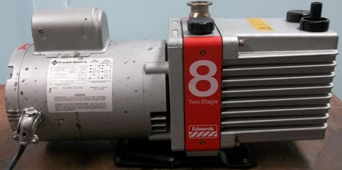EDWARDS 8 TWO STAGE HIGH VACUUM PUMP, MODEL: E2M8, NO: 83930, MOTOR FRANKLIN ELECTRIC, MODEL: 110218