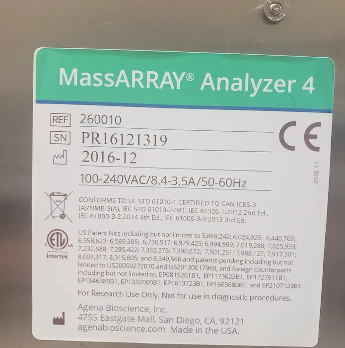 Agena Bioscience MassARRAY 4 System