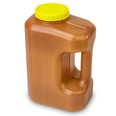 Globe Scientific 3000mL 24 Hour Urine Collection Container  Affixed Screwcap, Amber Case/30 108030A