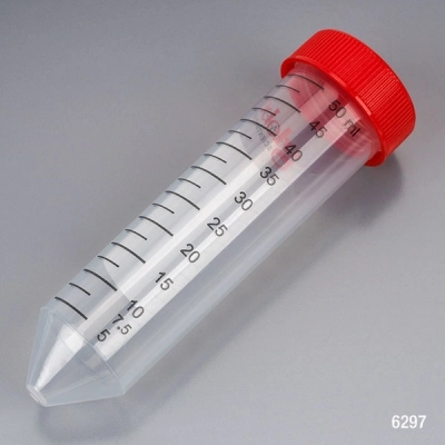 Globe Scientific Centrifuge Tube 50mL Attached Red PP 25/Re-Sealable Bag, 20 Bags/Unit Case/500 6297