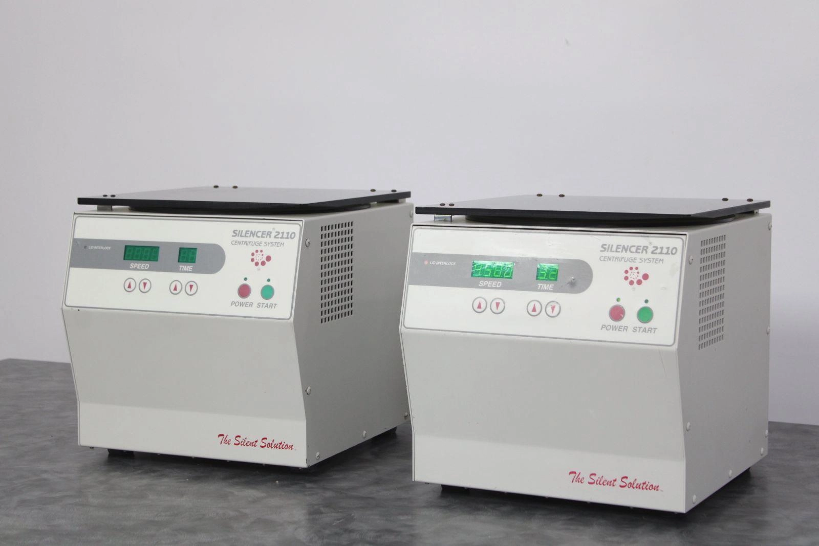 Lot of 2 Global Focus Marketing &amp; Dist. Silencers 2110E Benchtop Centrifuges