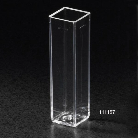 Globe Scientific Cuvette, Square, 4.5mL (10mm), 4 Clear Sides 100/Tray, 5 Trays/Unit Case/500 111157