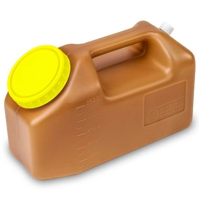 Globe Scientific 2500mL 24 Hour Urine Collection Container Affixed Screwcap, Amber Case/30 108025A