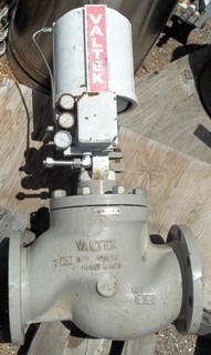 VALTEK 6" 150 FLANGED RAISED FACE GLOBE VALVE  (WELD ABLE CARBON BODY) WITH MK 1 AIR ACTUATOR WIT