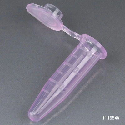 Globe Scientific Tube, 0.5mL PP Attached Snap Cap VIOLET 500/Stand Up Zip Lock Bag Bag/500 111554V