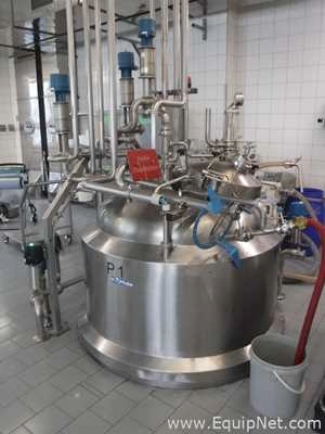 Becomix MV1000 1400 Liter Stainless Steel Pre-Phase Vacuum Rated Jacketed Mix Tank with Homogenizer