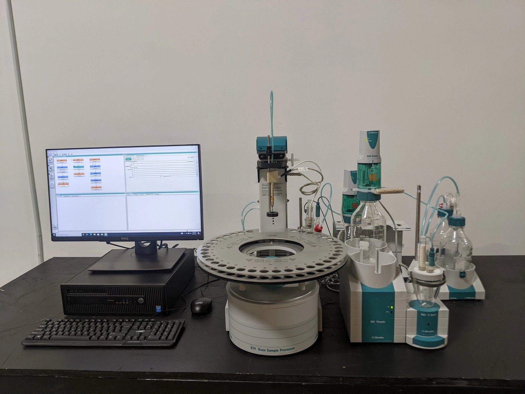 Metrohm 874 KF Oven with 852 KF Titrando with Burettes, Electrodes