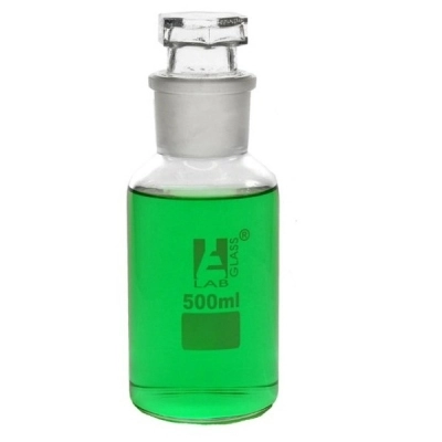 Eisco 500ml Eisco Labs Reagent Bottle - Borosilicate Glass with wide mouth and stopper CH0163D