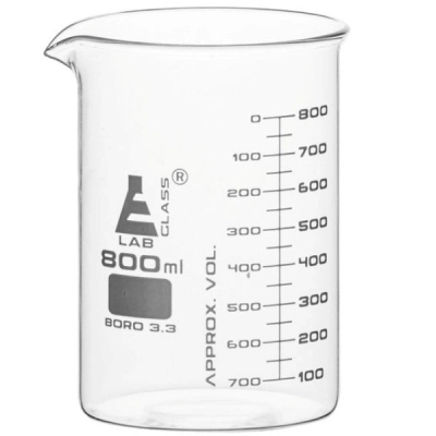 Eisco 800ml Beaker ASTM - Low Form, Dual Scale Graduations - Borosilicate Glass CH0124H