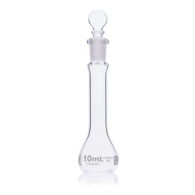 Globe Scientific 10mL Volumetric Flask, Globe Glass, Class B, 6/Box 8250010
