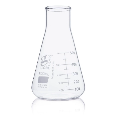 Globe Scientific 500mL Erlenmeyer Flask, Globe Glass, Wide Mouth, 6/Box 8410500